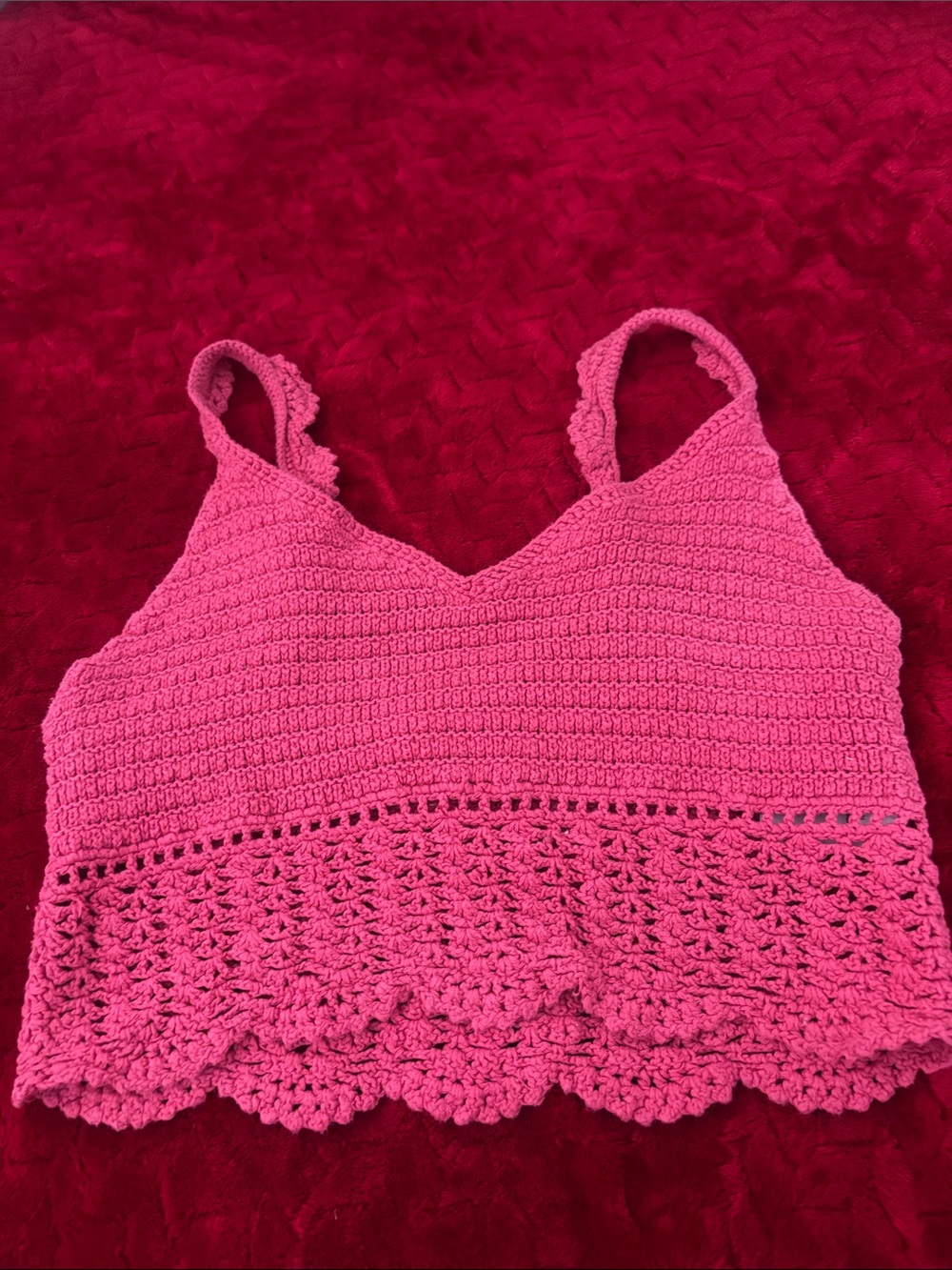 American eagle  red crochet top